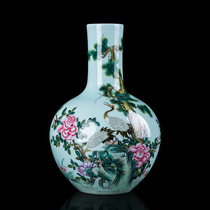 Ceramic Vase hand painted a colorful crane vase fittings Living room Vase in Jingde Town Chinese paste vase