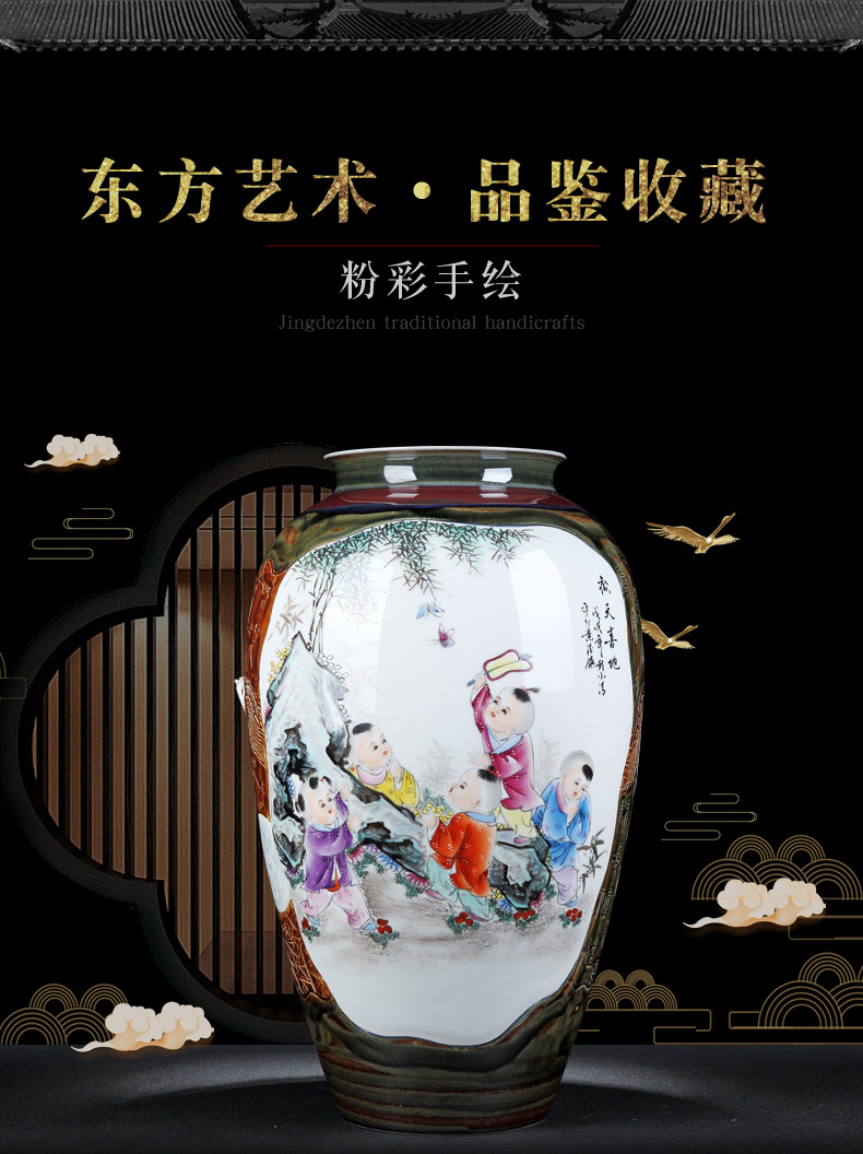 Jingdezhen hand - made archaize ceramic vase home sitting room adornment is placed manually famille rose porcelain arts and crafts