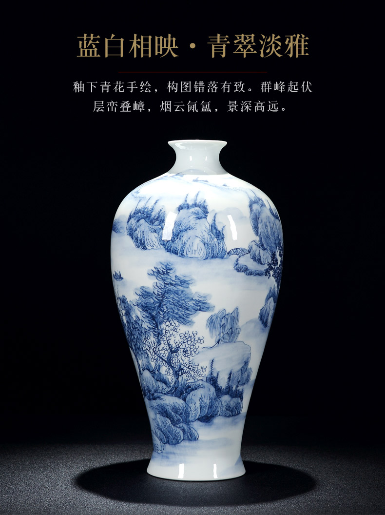 Jingdezhen porcelain vase painting shan spring bottle sitting room of Chinese style painting porcelain vase