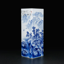 Jingdezhen blue and white vase ceramics home decoration Chinese living room calligraphy and painting scroll storage porcelain bottle