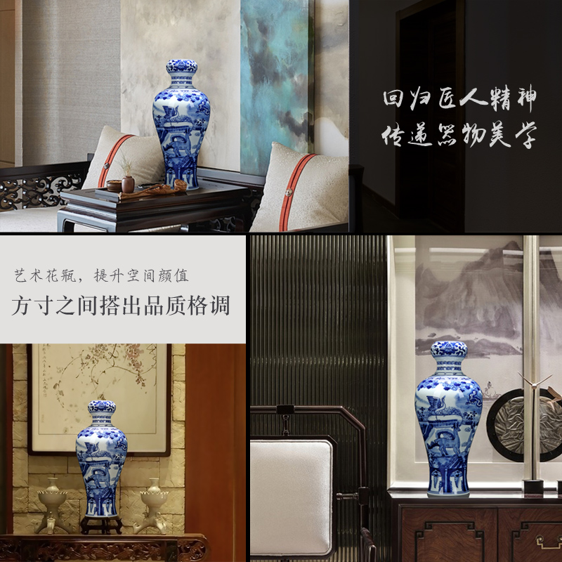 Jingdezhen porcelain hand - made ceramic vase with spring garlic furnishing articles study adornment archaize sitting room crane, deer may bottle