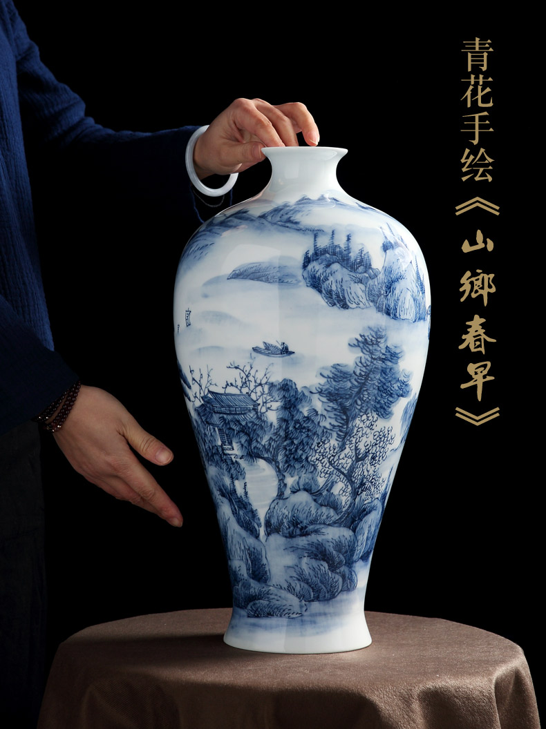 Jingdezhen porcelain vase painting shan spring bottle sitting room of Chinese style painting porcelain vase