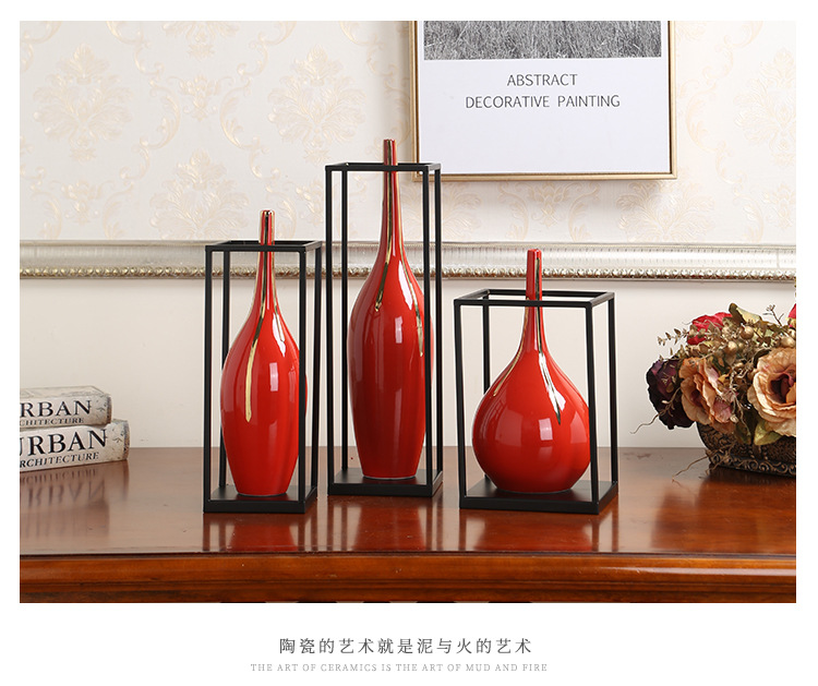 New Chinese style ceramic handicraft furnishing articles creative household act the role ofing is tasted soft outfit northern wind sitting room porch vase three - piece suit
