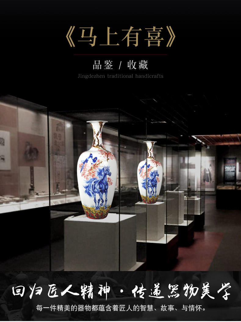 Animals and jingdezhen blue and white color bucket hand - made vases of flowers and birds hei vase is placed immediately