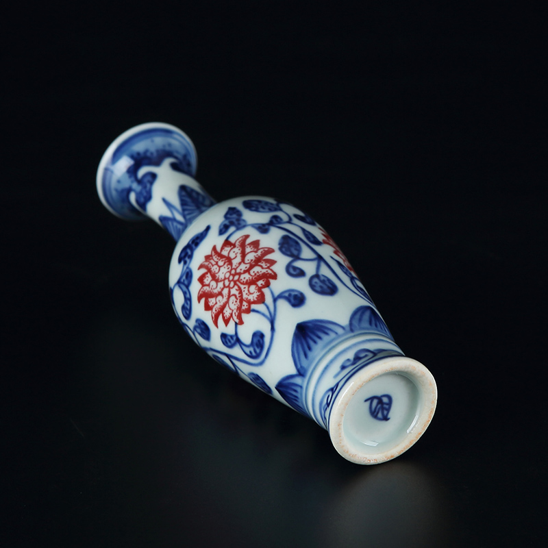 Jingdezhen hand - made antique blue - and - white porcelain flower creative hydroponic mini vase household adornment rich ancient frame furnishing articles