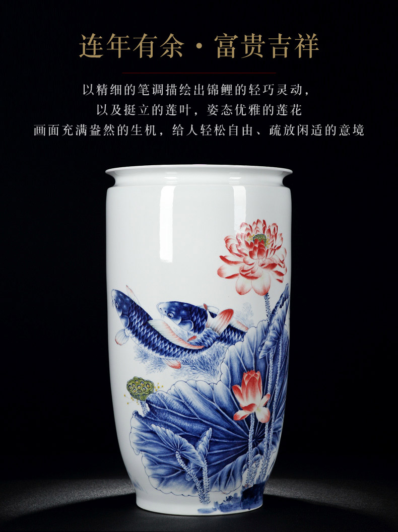 Jingdezhen sell loose guo - hua liu qin works under the glaze colorful fish figure sitting room be born Chinese vase vase mesa