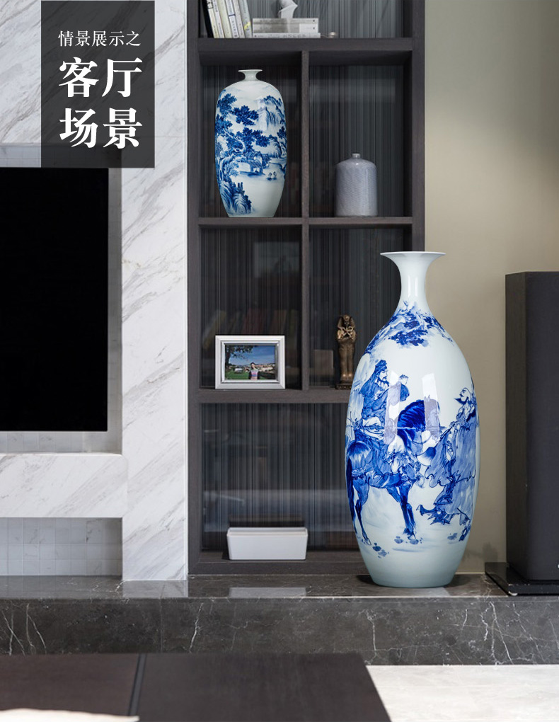 Jingdezhen ceramics large blue and white porcelain vase Chinese hand - made sitting room adornment flower arranging furnishing articles manually classical porcelain