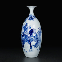 Jingdezhen ceramic blue and white porcelain large vase Chinese hand-painted living room decoration flower arrangement handmade classical porcelain bottle