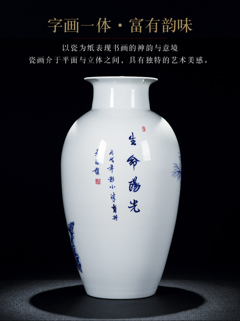 Jingdezhen ceramic vase furnishing articles large modern new Chinese checking porcelain bottle home sitting room furnishings