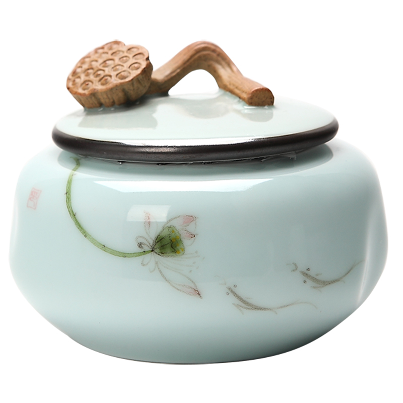 DH general green tea jingdezhen ceramic tea caddy fixings seal pot of tea cake celadon store receives the tea pot