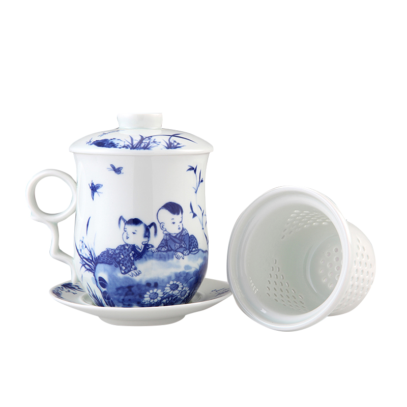 Ceramic tea cup DH blue and white porcelain cup with cover filter cup jingdezhen domestic Ceramic tea cup