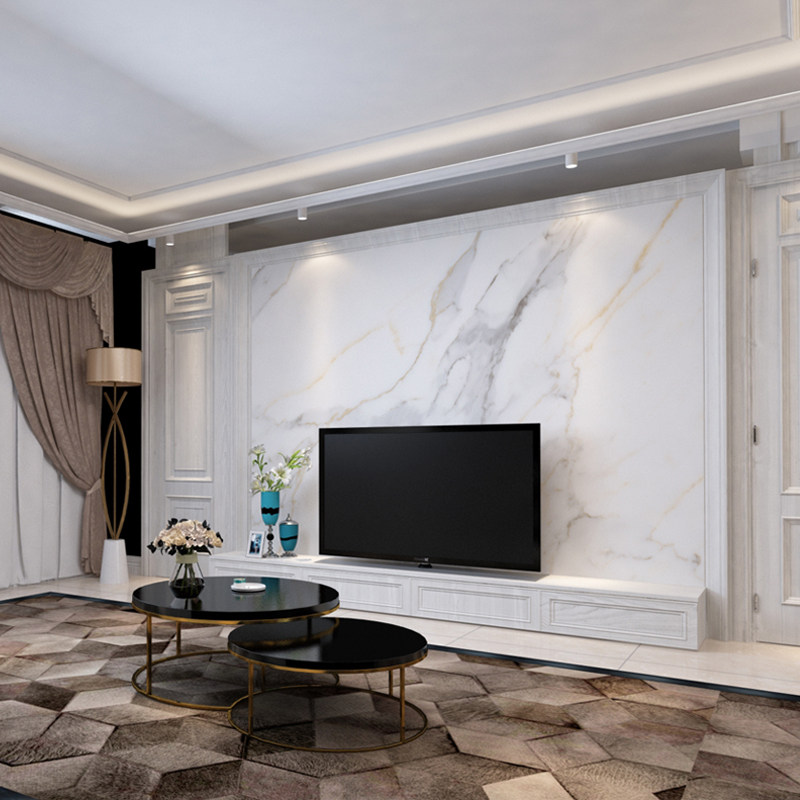 Imitation marble grain wall cloth TV background wall paper wall cloth Living room bedroom custom atmospheric European mural
