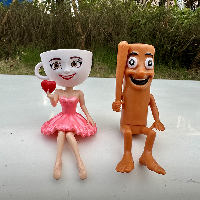 Foreign Mountain and Sea Fairy Tale Character Sitting Posture Cappuccino Miss Figurine Tongtong Tongge Wooden Stick Figure Ornament Toy Gift