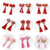 Детская заколка для волос с кисточками, ханьфу, аксессуар для волос, детское ювелирное украшение для принцессы, в цветочек