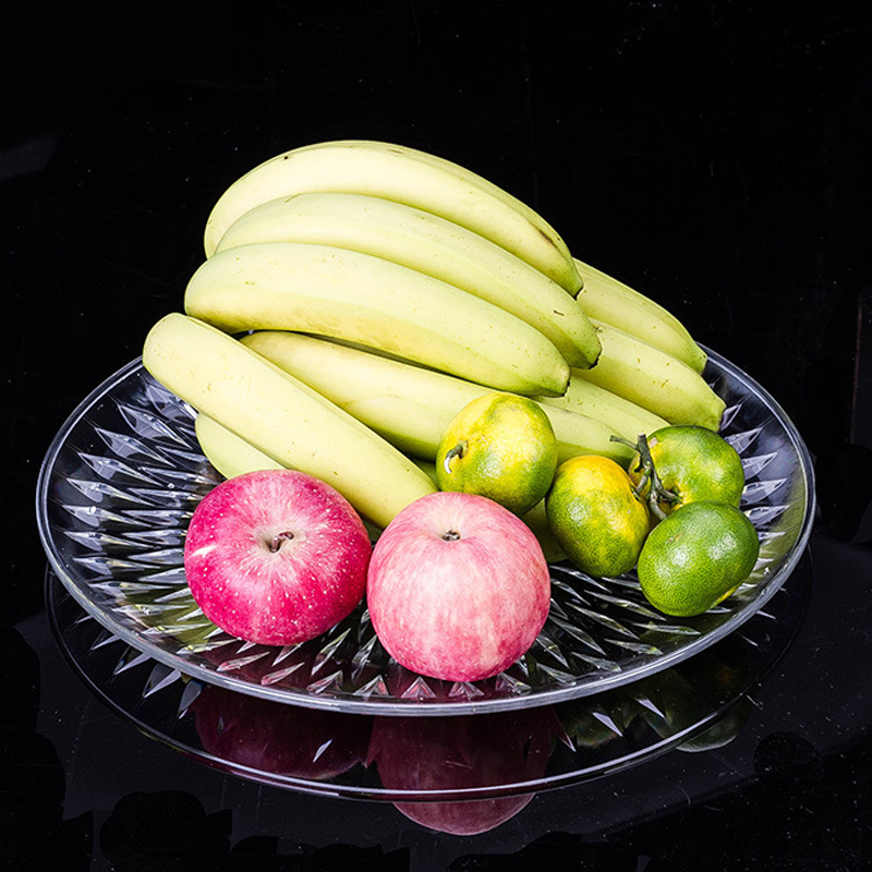 With base water fruit pan acrylic high foot fruit tray transparent snack tray crystal KTV plastic with foot fruit tray