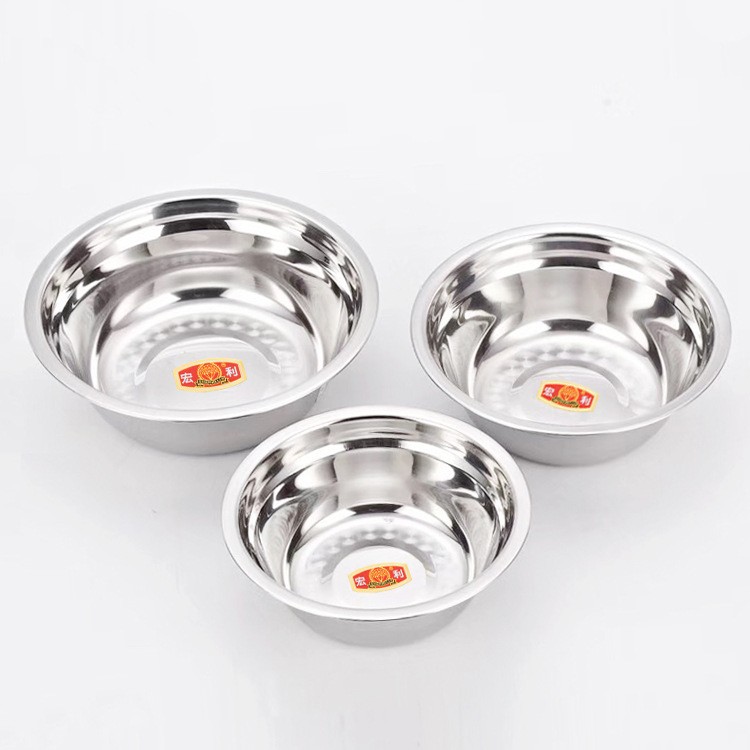 Thickened Manualless Magnetic Stainless Steel Bowl Public Deepen Vegetable Bowl rice bowls Deep Basin Round Basin and Face Basin Yard fighting soup bucket