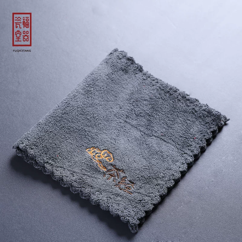 Fu Qi Citang dày bông thấm nước khăn bông vải lanh trà khăn trà đệm vải khăn trà lớn Kung Fu bộ trà bộ phụ kiện trà đạo - Phụ kiện chăm sóc mắt