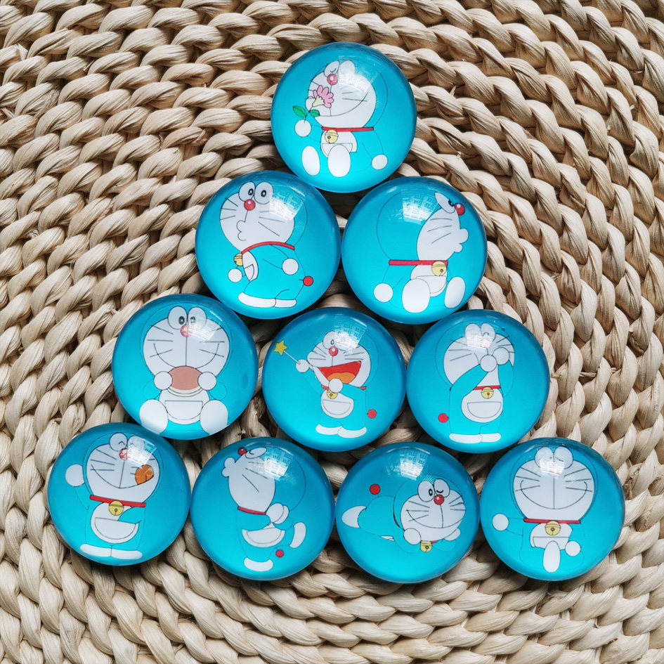 A set of creative crystal glass refrigerator stickers Cute cartoon magnet stickers decorative stickers Doraemon Jingle cat