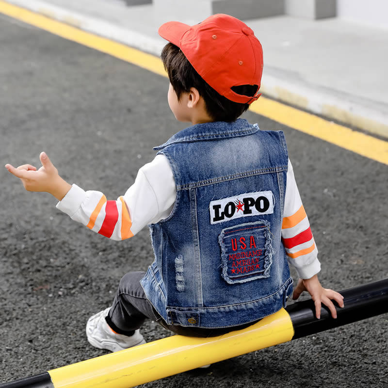 Children's clothing boy spring denim vest vest little boy spring and autumn 2 coat 3 baby 4 Korean version 7 years old 5 waistcoat tide 6