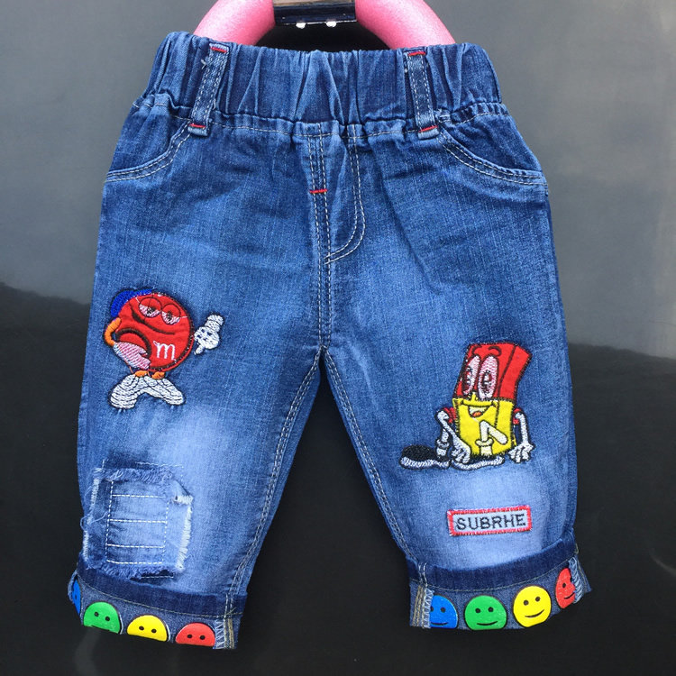 Child Denim Shorts Male Summer 50% Pants Baby 2-3-4-5 Year Old Boy Pants Slim Fit Pants Slim Fit Jeans 50% Pants
