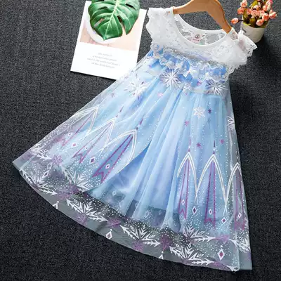 Frozen princess skirt Aisha girls short-sleeved dress summer children Aisha Western style skirt summer new