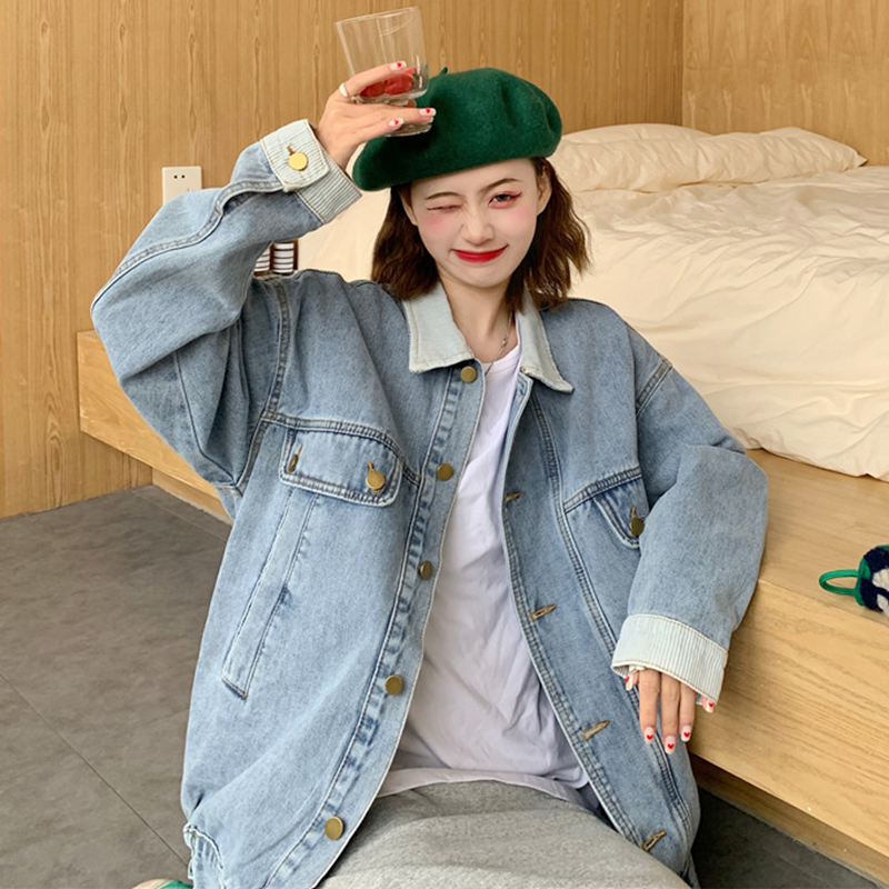 Denim Women's Dress Jacket Early Spring Autumn 2022 New Korean Version Loose Design Sensation Little Crowdsalted Street Clothes Tide