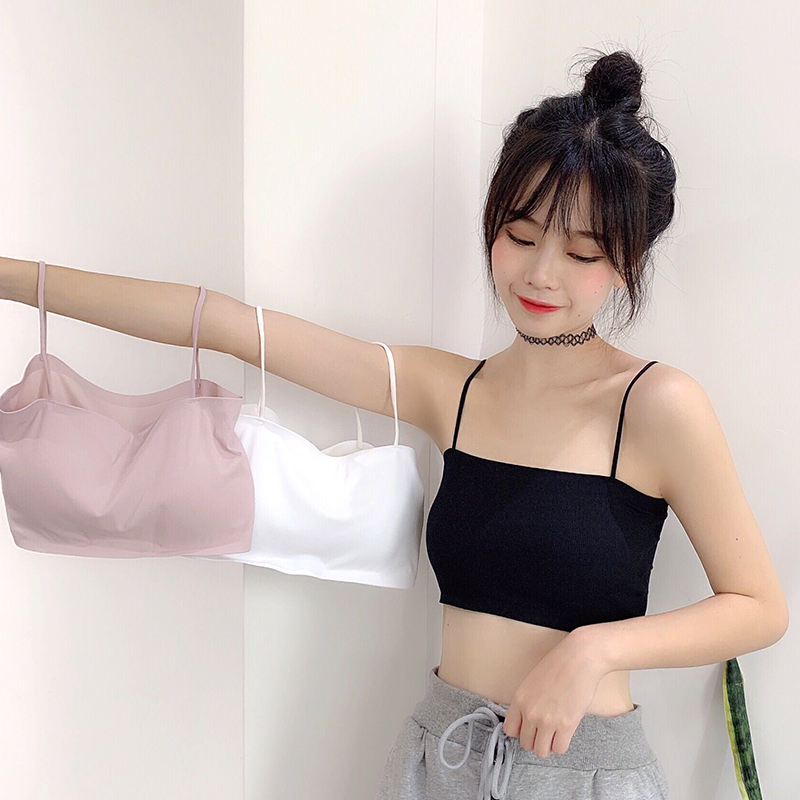 Summer student bottoming shirt net red wrap chest with anti-wear wear strapless back gathered underwear small camisole female