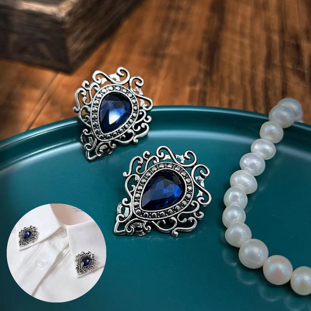 Shirt accessories crystal collar needle men's and women's suit brooch European style shirt collar pin button collar corner decorative buckle pin pin pin