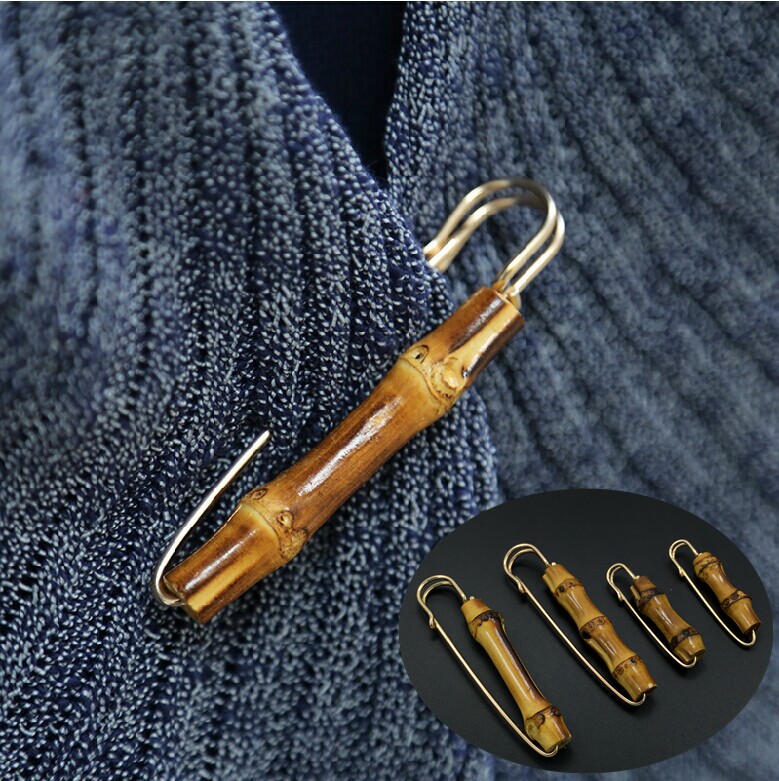 Cotton cardigan brooch Women's shawl buckle brooch Bamboo brooch Personalized handmade bamboo brooch Sweater big pin