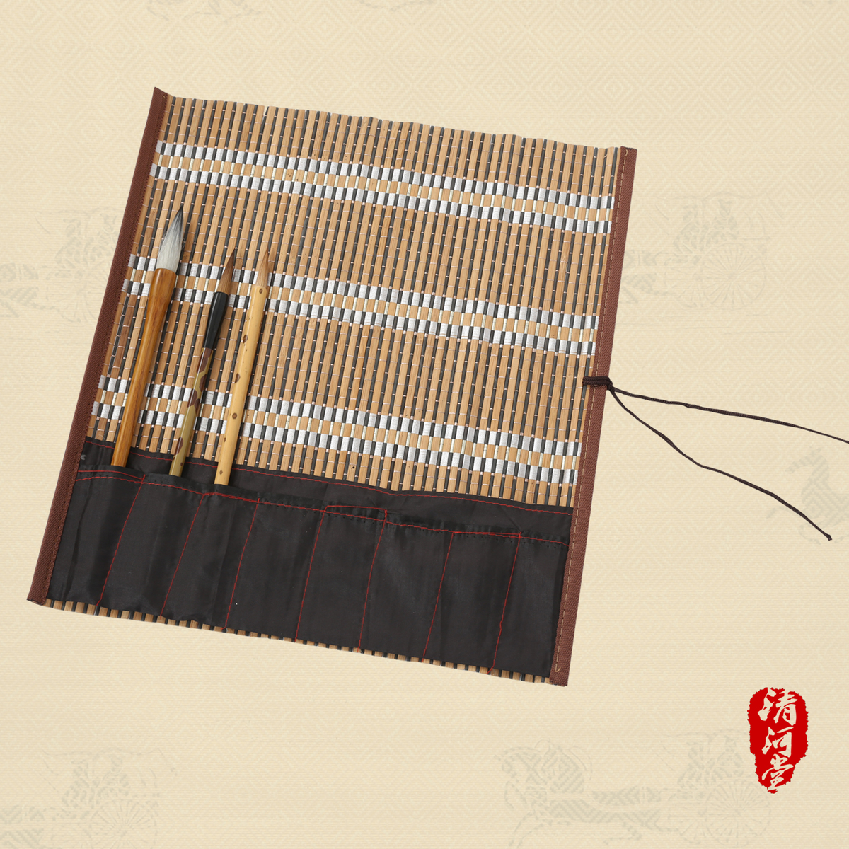 Study No. 3 brush calligraphy French painting supplies curling brush protection brush with pen bag bamboo pen curtain 36cm*32cm