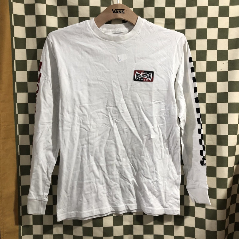 Vans Spring and Autumn White Printed Versatile Comfortable Casual Round Neck Long Sleeve Unisex Shirt Without Tags Vn0A3Huewht