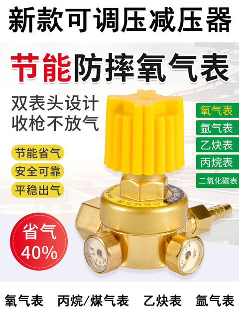 Adjustable pressure mini oxygen meter pressure reducer anti-fall energy saving