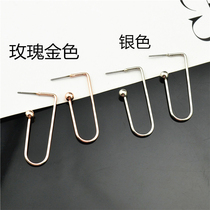 Korean version 2022 new ear nail minimalist fashion 100 hitch small earrings U shaped beaded female earrings earrings