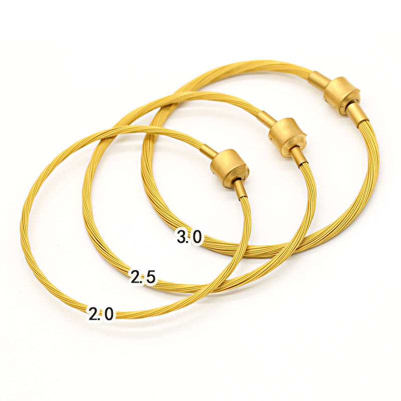 2.0/2.5/3.0mm Gold-Colored Steel Wire Cord for Threading 3D Hard Gold Fortune Beads, Jewelry Accessory Cord, DIY Multi-Strand Bracelet