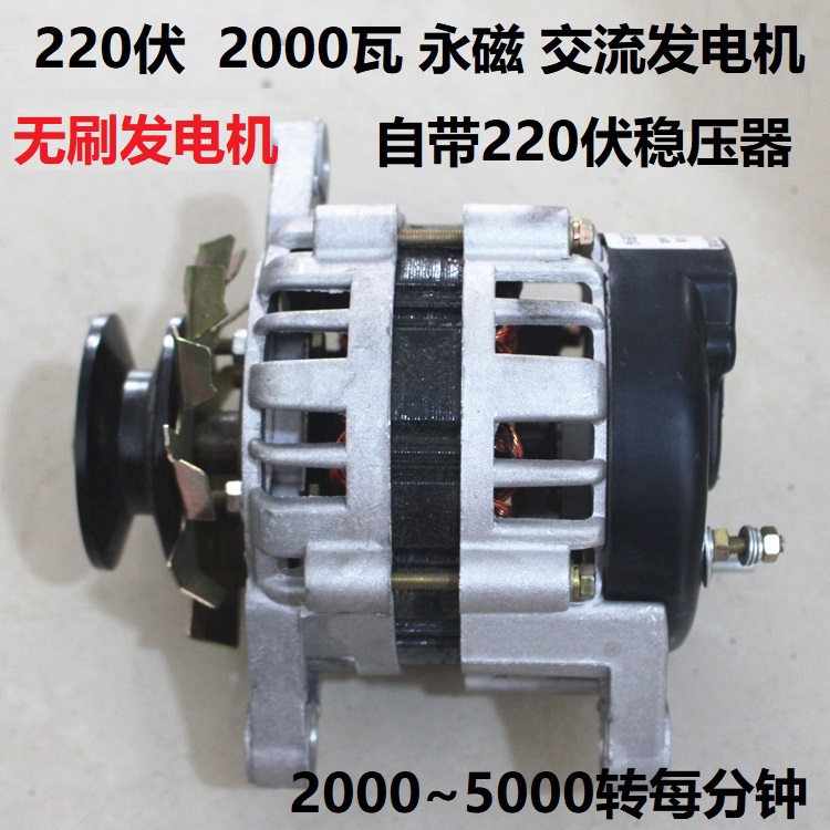 Belt pulley type permanent magnet 220v volt 2000w watt small copper wire bag high-power domestic brushless alternator