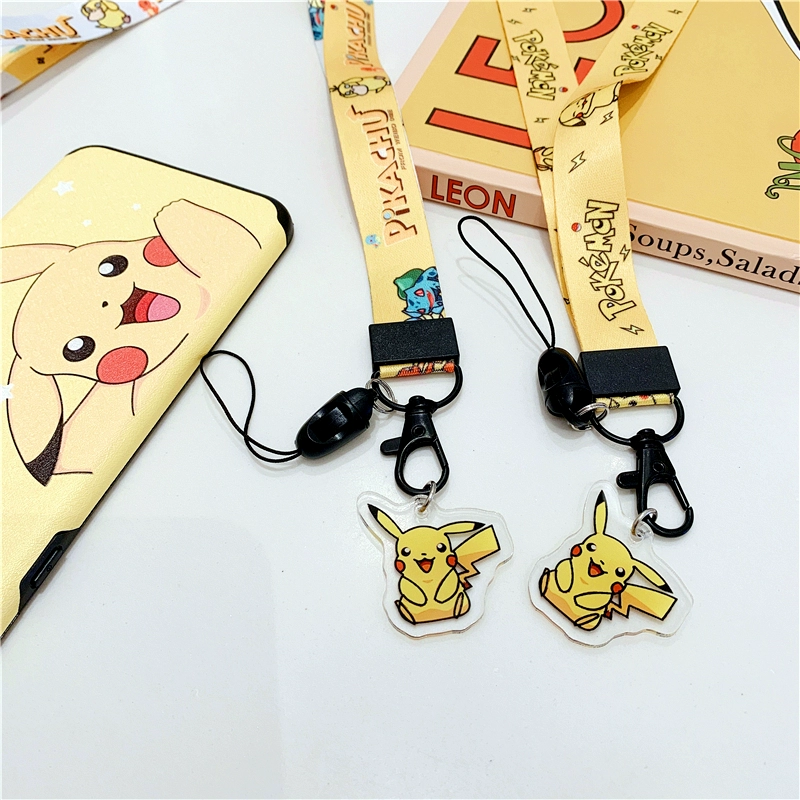 Pokémon Pikachu điện thoại di động dây treo cổ dây treo rộng cổ tay nữ dài dễ thương chuỗi mặt dây chuyền - Phụ kiện điện thoại di động