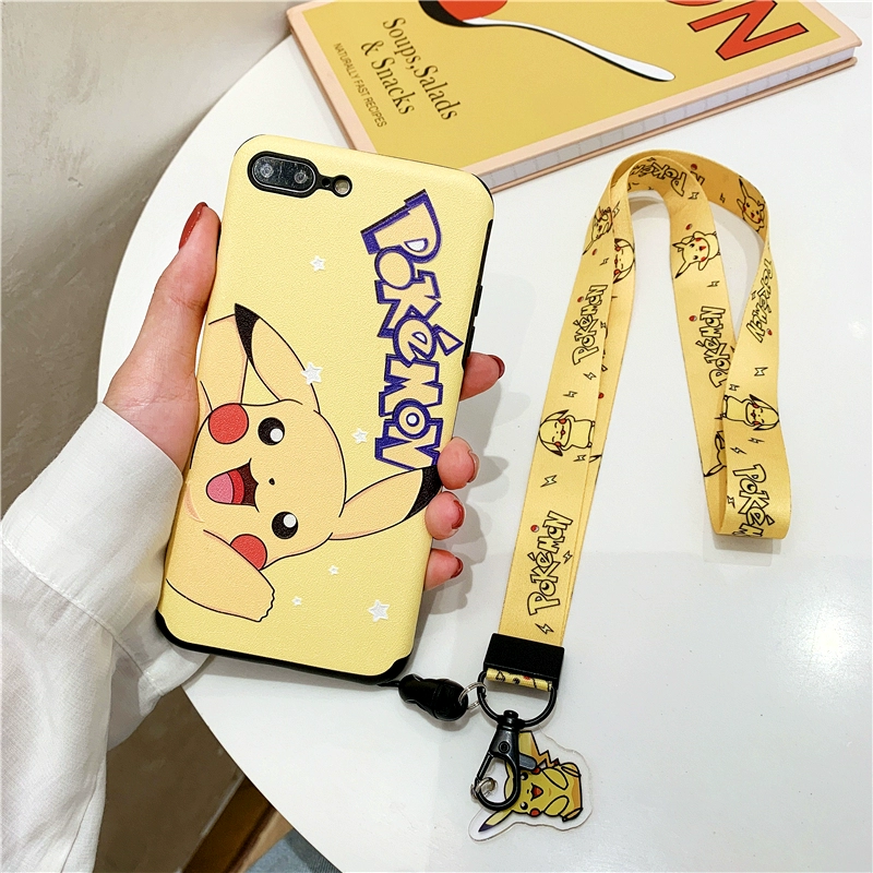 Pokémon Pikachu điện thoại di động dây treo cổ dây treo rộng cổ tay nữ dài dễ thương chuỗi mặt dây chuyền - Phụ kiện điện thoại di động