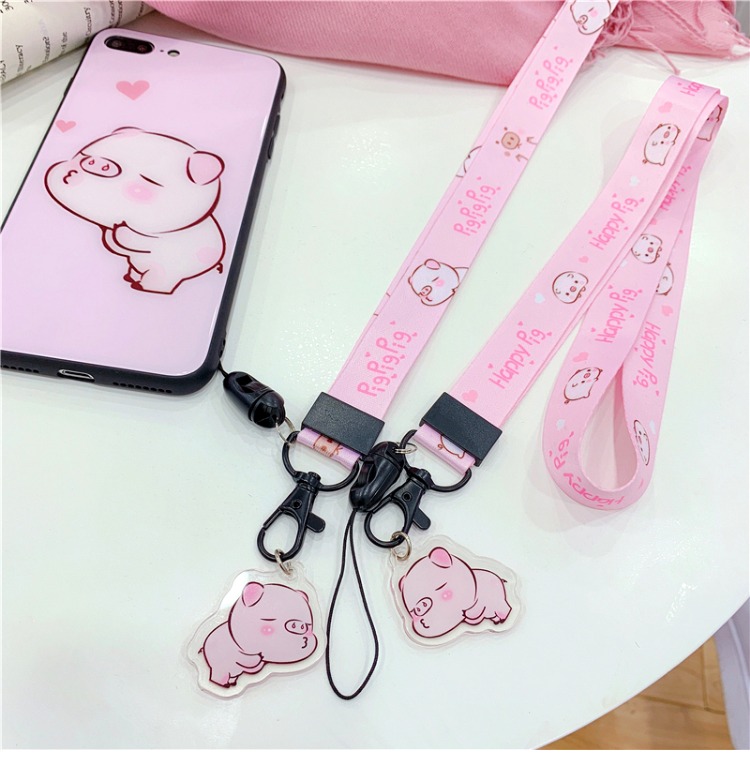 Pig điện thoại di động dây buộc sợi dây thừng treo cổ đáng yêu cô gái băng thông rộng u tim đĩa phim hoạt hình ngắn đoạn cổ tay chuỗi điện thoại màu hồng - Phụ kiện điện thoại di động phụ kiện điện thoại giá sỉ