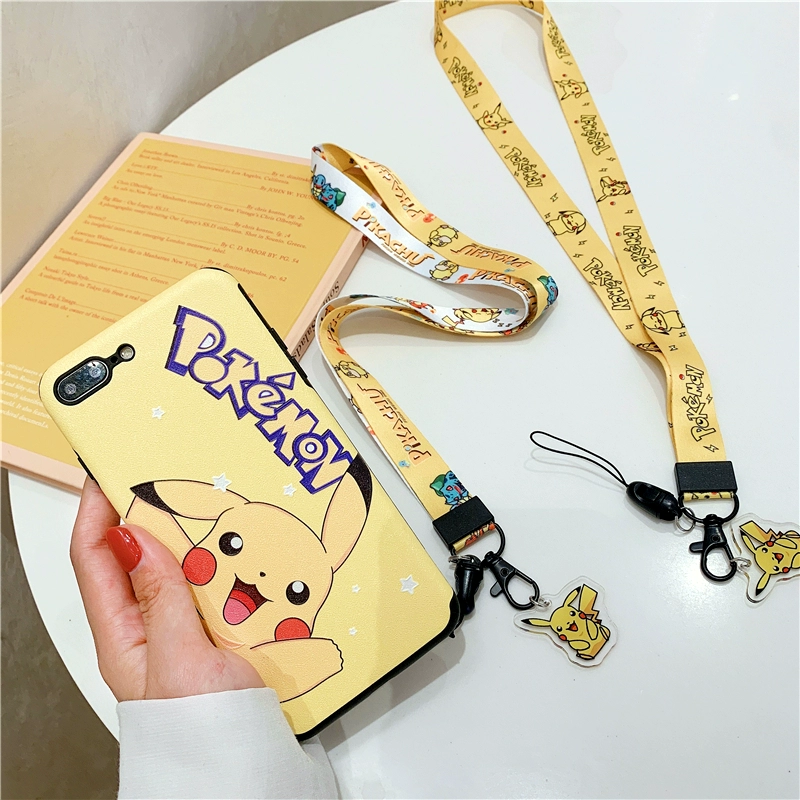 Pokémon Pikachu điện thoại di động dây treo cổ dây treo rộng cổ tay nữ dài dễ thương chuỗi mặt dây chuyền - Phụ kiện điện thoại di động