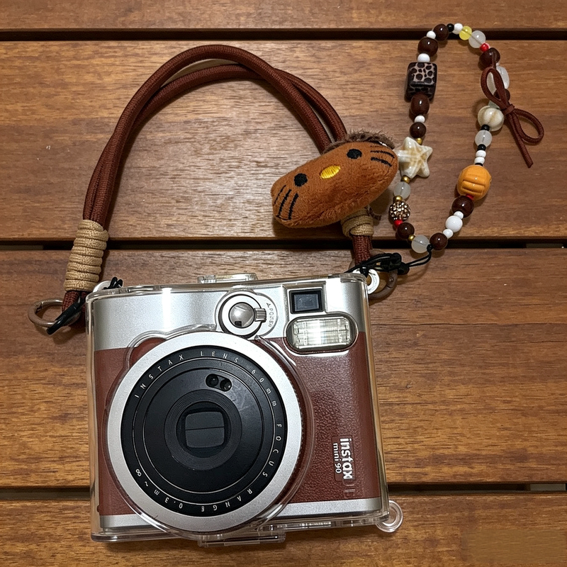 Mini90 Protective Case Fuji Instant Camera Instax Transparent Mini 90 Crystal Case Hard Case Lanyard Pendant