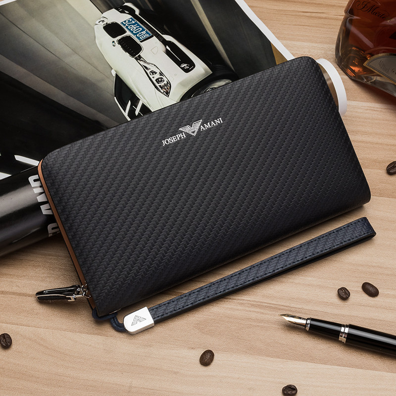 Jo Van Yamani Wallet Men's Long Version Genuine Leather Bracelet Large Capacity Hand Grip Bag hand bag Bull Leather Handbag