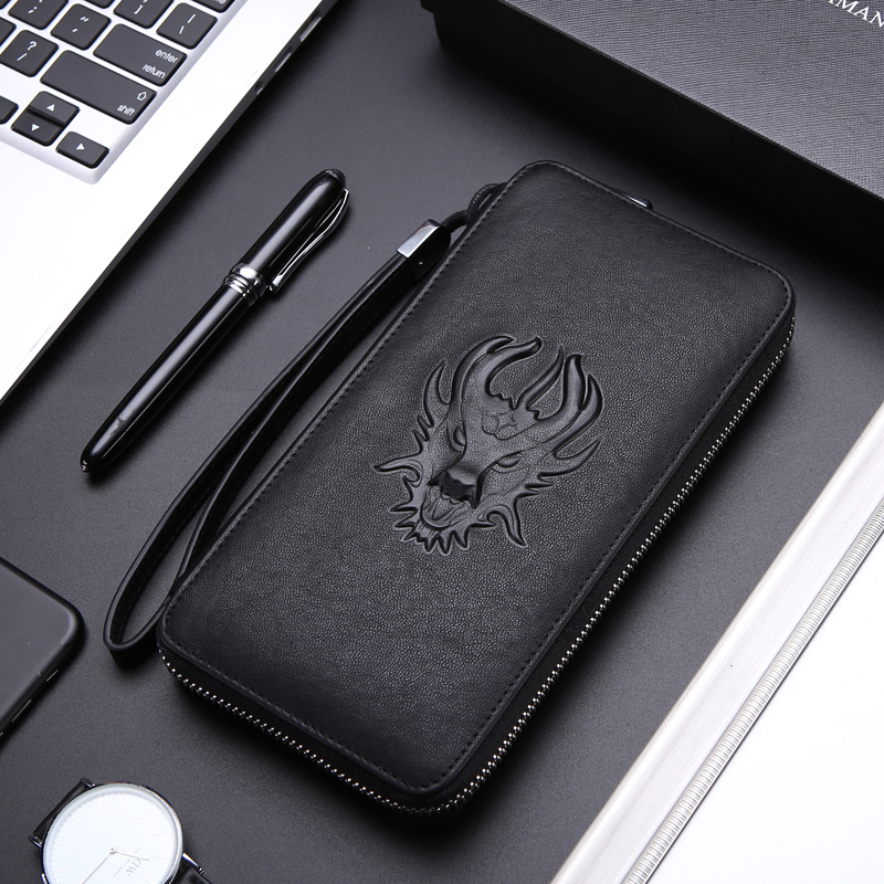 The new Zhuo Fan Armani handbag men's genuine leather leather hand-held casual youth personality long wallet tide