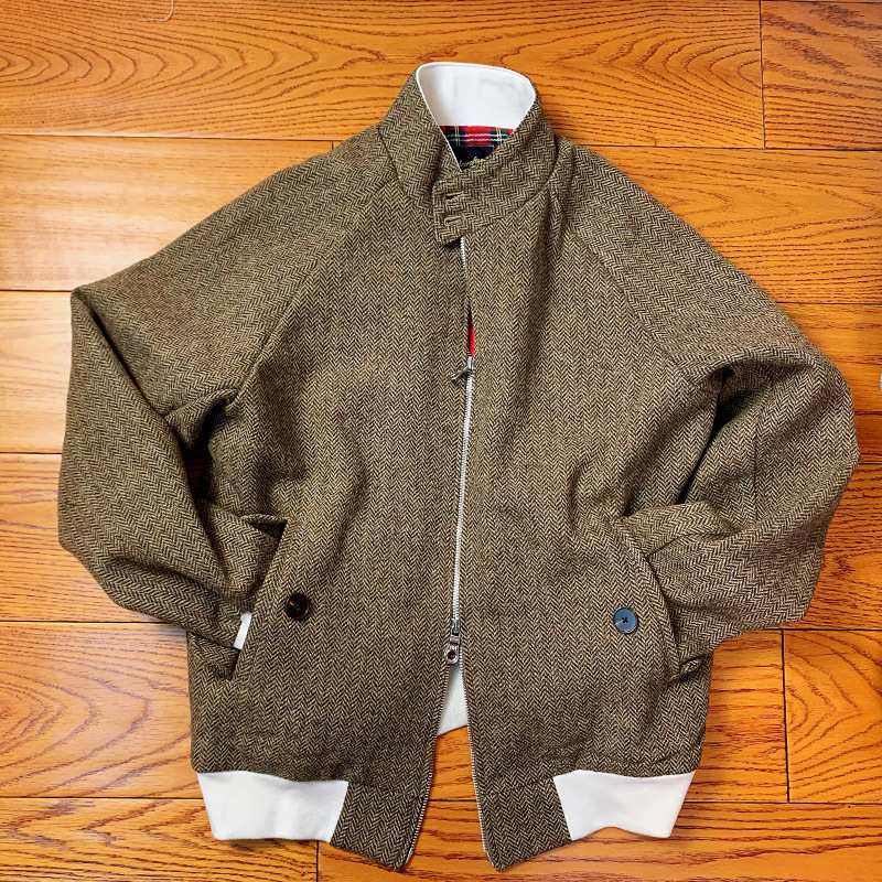 Autumn and Winter Jacket for Men, Ivy Style, American Retro, Full Wool Tweed, Stand Collar, Short Style G9 Harrington