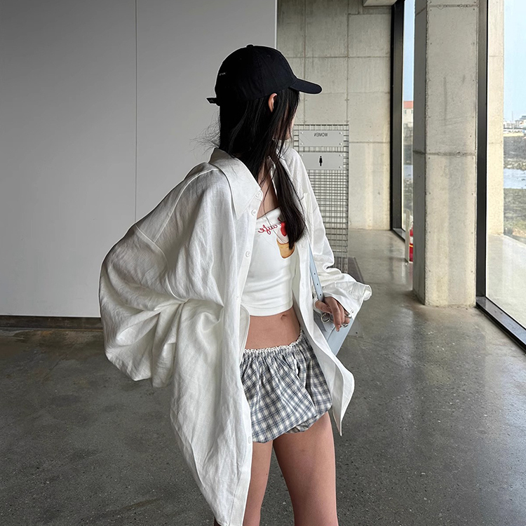 White Linen Shirt for Women 2025 Summer Thin Casual Sun Protection Shirt Jacket Loose Boyfriend Style Long-Sleeved Top