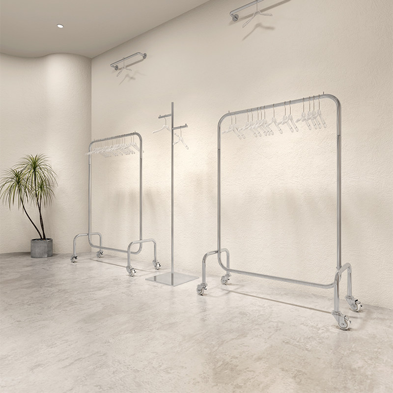 Clothing store display rack display props stainless steel floor-to-ceiling hanger women's clothing store special shelf Nakajima hanger