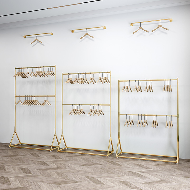 Double-Layer Adjustable Clothing Rack, Gold Clothing Rack for Clothing Stores, Display Rack for Children's Clothing Stores, Clothing Rack for Men's and Women's Clothing Stores Double-Layer Adjustable Clothing Rack, Gold Clothing Rack for Clothing Stores, Display Rack for Children's Clothing Stores, Clothing Rack for Men's and Women's Clothing Stores