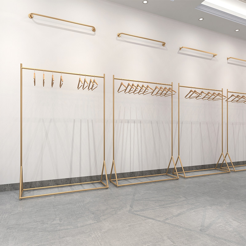 Clothes rack clothing store hanger golden women's clothing store display stand floor-to-ceiling children's clothing shelf light luxury display rack
