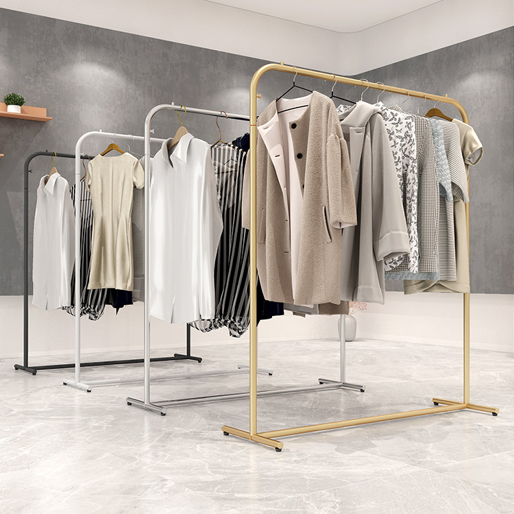 Clothing store display hanging rack special floor decoration women clothes drying clothes single longdoor shelves