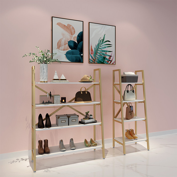 Clothing store Shoe rack packaging display Shoes Shoes Shoes Shoes Shoes rack Multi-layer cabinets Selling shoes rack gold shelves