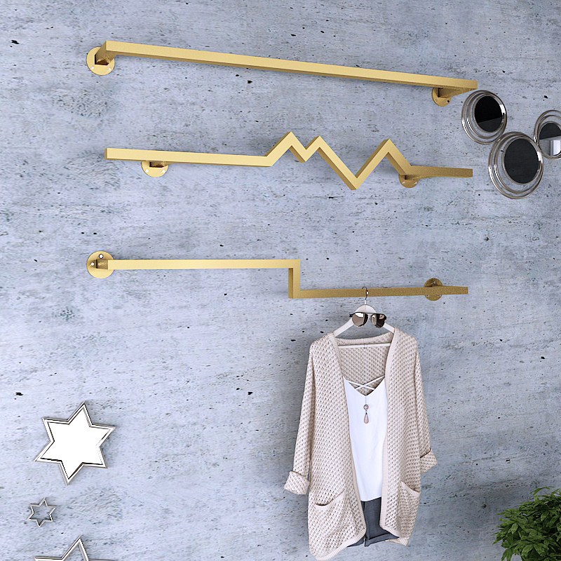 Jusheng clothing store display stand golden men's and women's clothing store on the wall hanging shelf is hanging wall clothes hanger